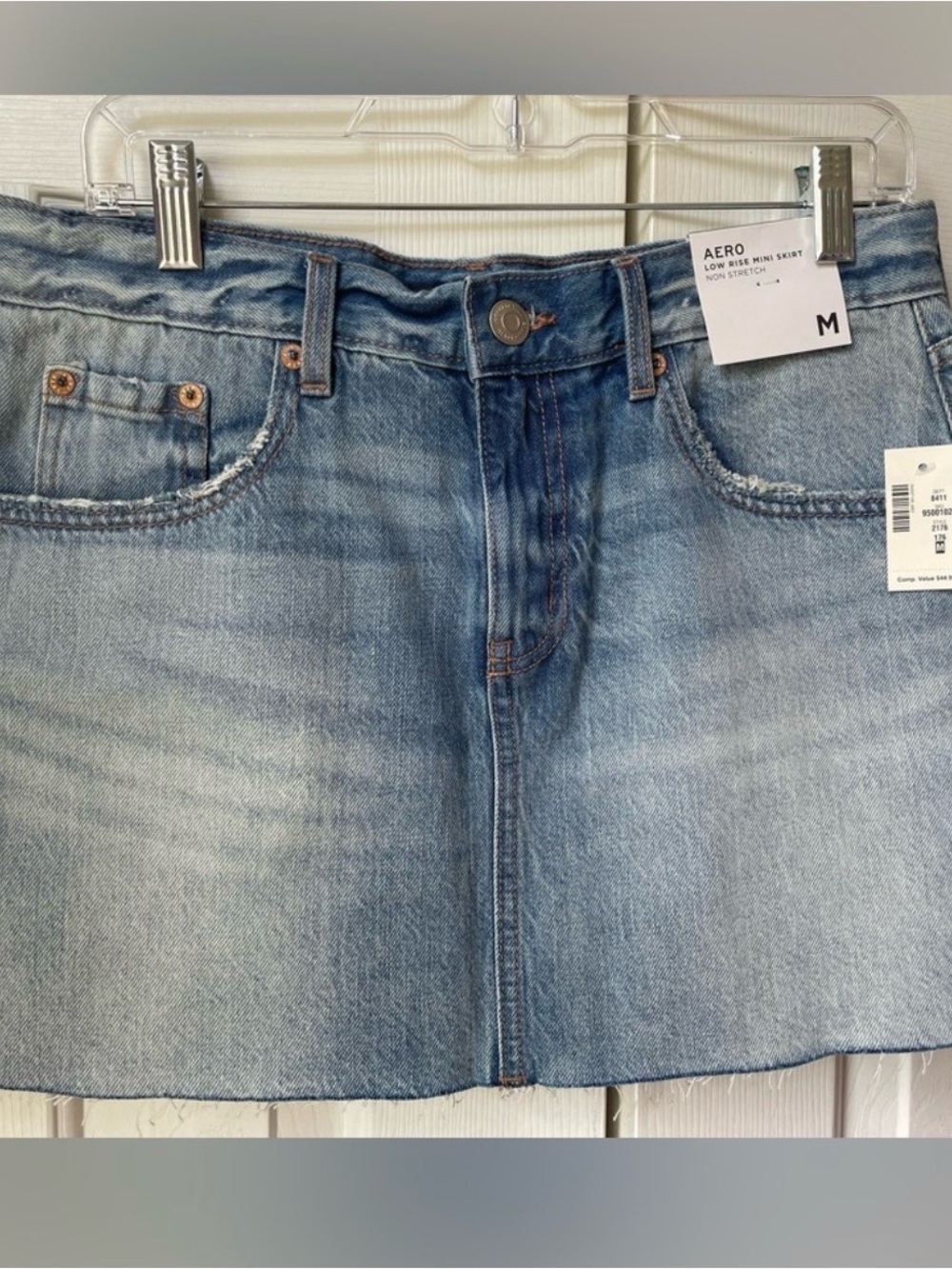 AERO Light Wash Denim Mini Skirt - Size XL